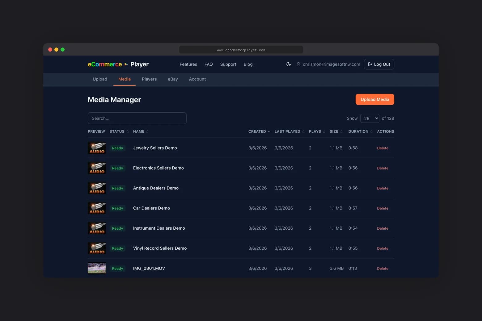 eCommercePlayer Media Manager for video players for car & vehicle sellers